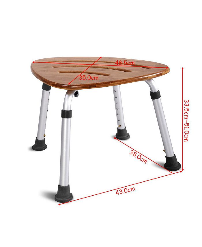 Costway Bamboo Bath Seat Shower Chair Triangular Fanshaped Slip