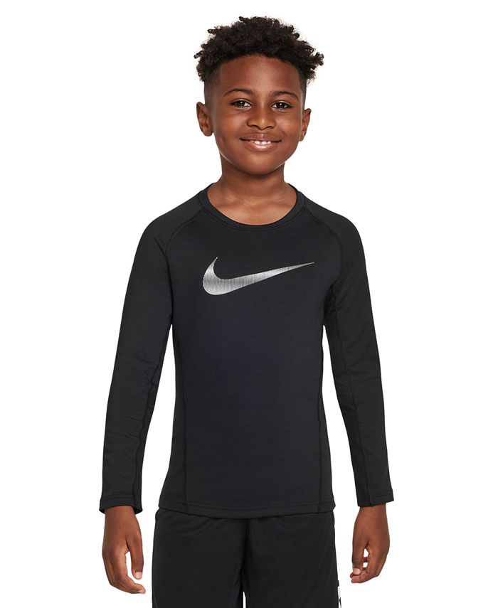 Nike Boys Pro Warm Standard-Fit Logo-Print Long-Sleeve T-Shirt - Macy's