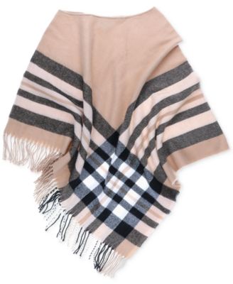 Women's Plaid Brushed Poncho Sweater, Created for Macy's