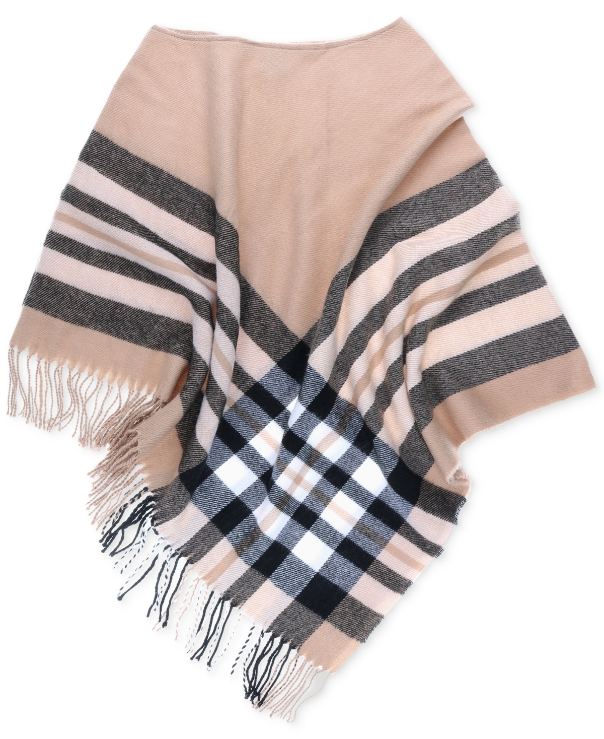 Fraas Women's Plaid Brushed Poncho Sweater, Created for Macy's