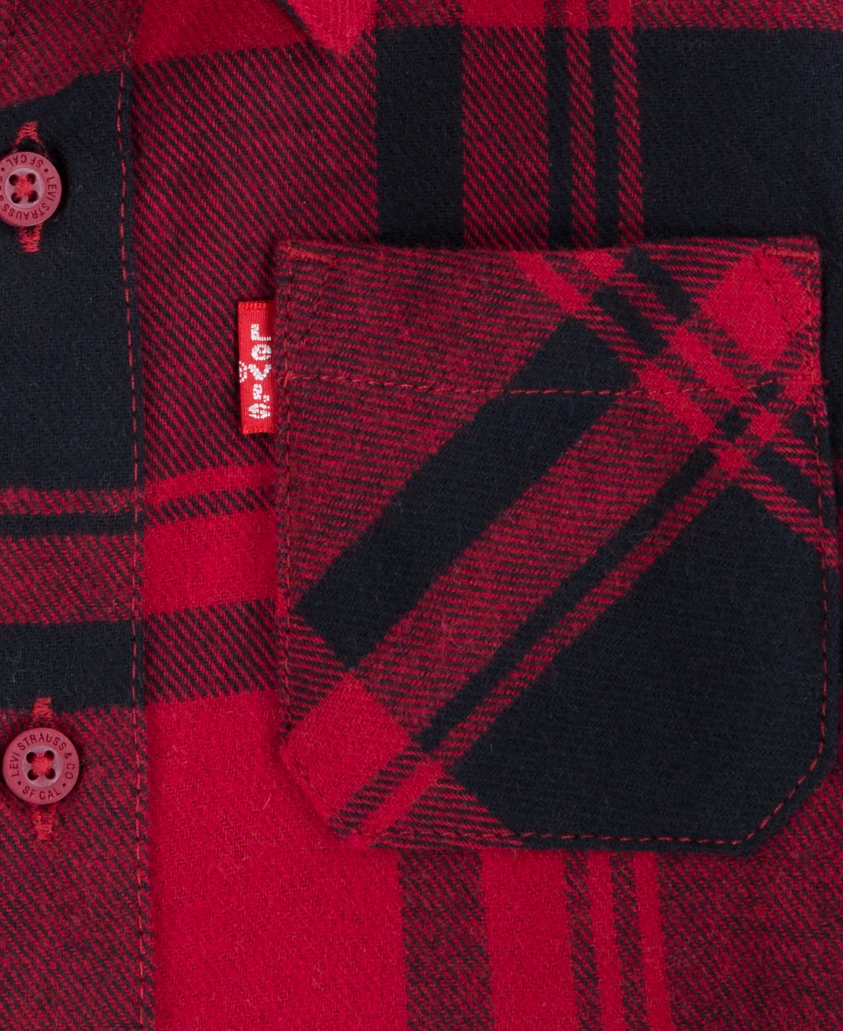 Levi's Toddler Boys Flannel One Pocket Long Sleeve Shirt