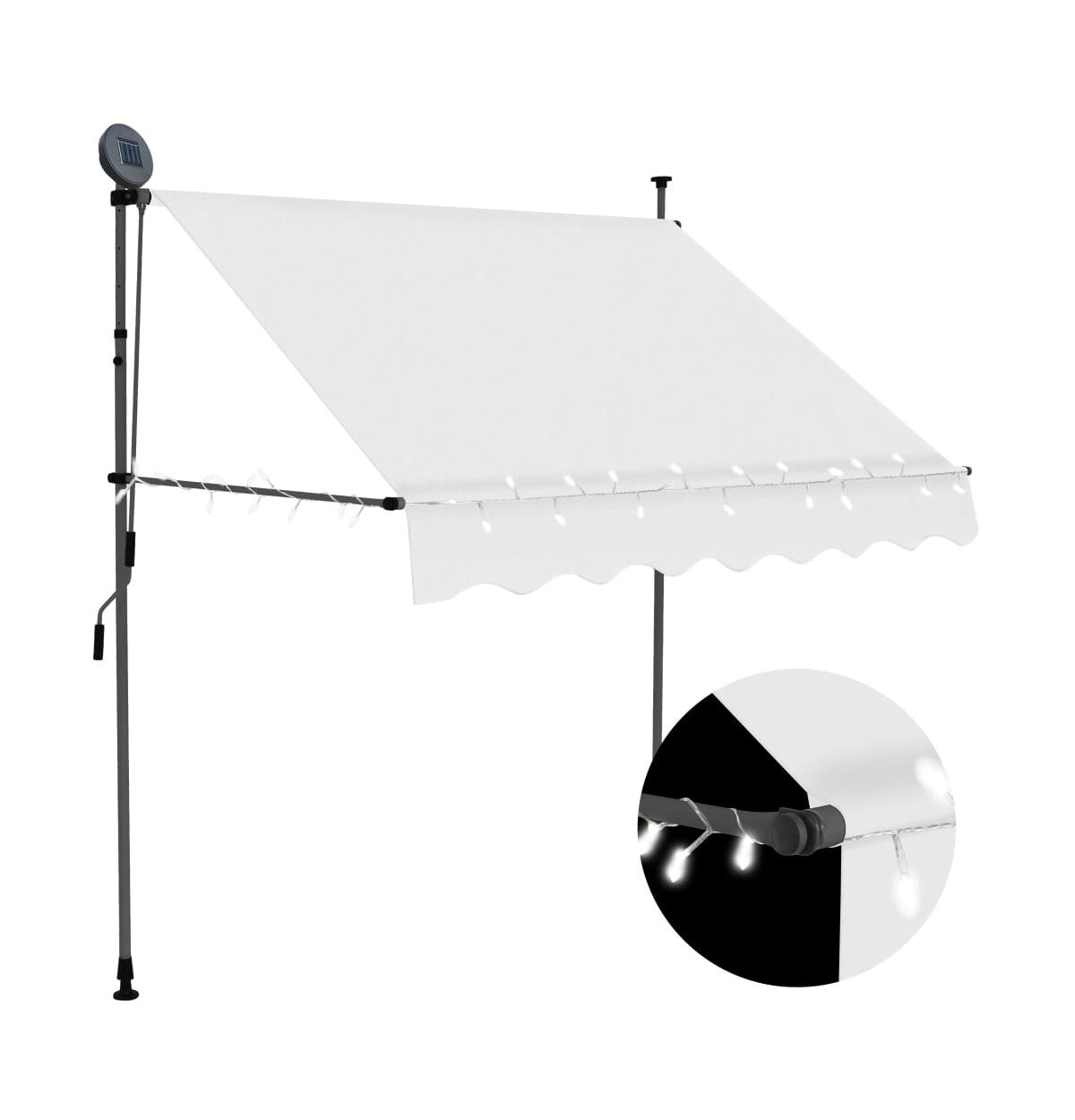 Manual Retractable Awning with Led 39.4" Cream - Light Beige