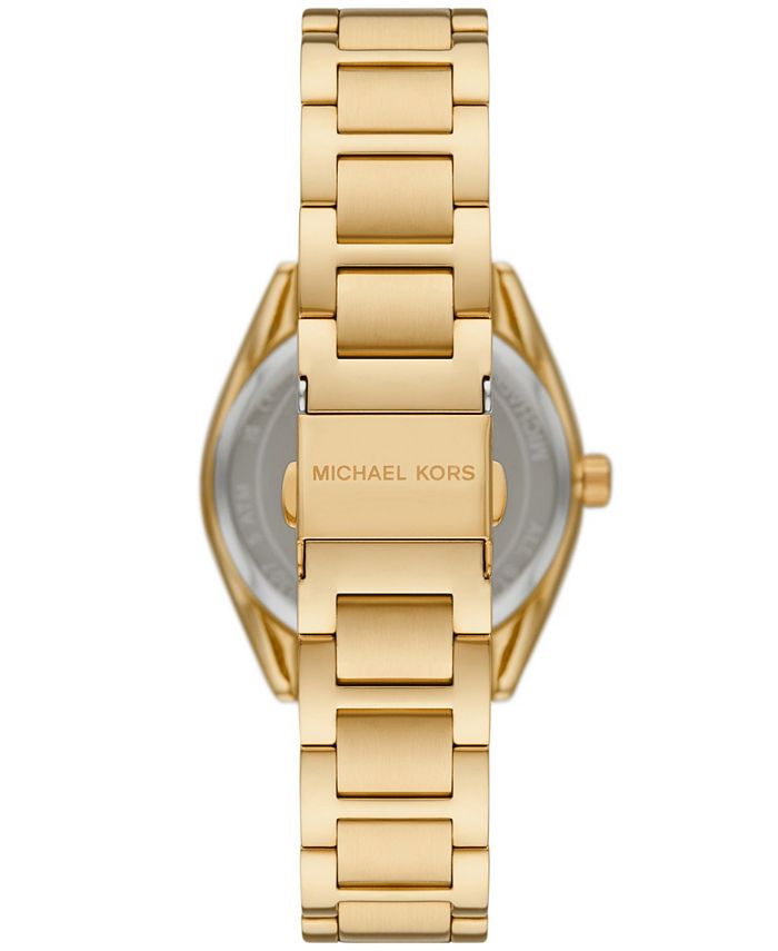 Michael Kors Women's Janelle Three-Hand Gold-Tone Stainless Steel Watch ...