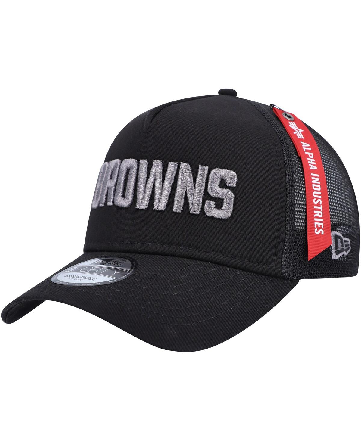 New Era Men's  X Alpha Industries Black Cleveland Browns A-frame 9forty Trucker Snapback Hat