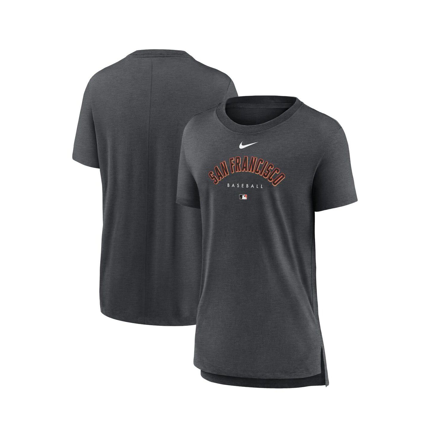 Женская футболка Nike Heather Charcoal San Francisco Giants Authentic Collection Early Work Tri-Blend — фото 2