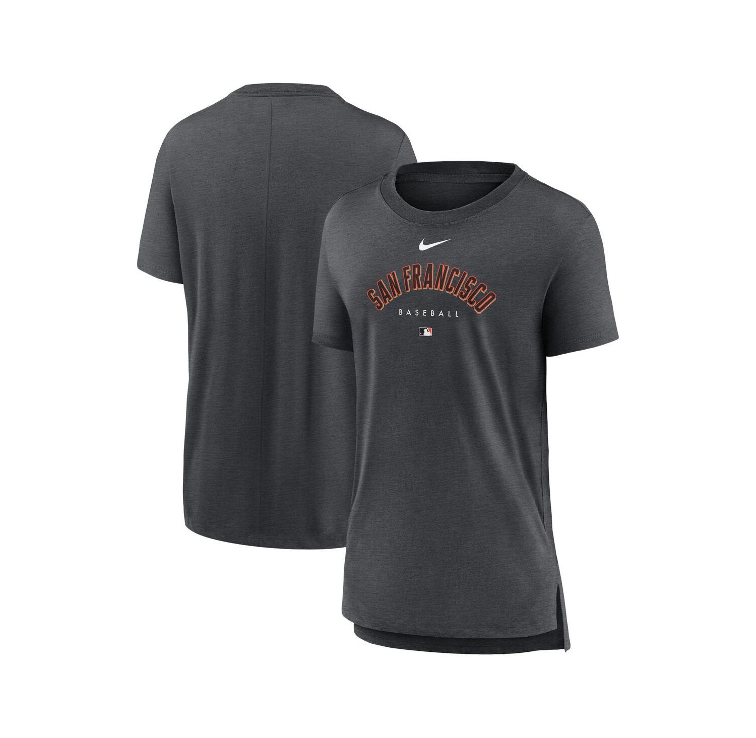 Women's Heather Charcoal San Francisco Giants Authentic Collection Early Work Tri-Blend T-shirt