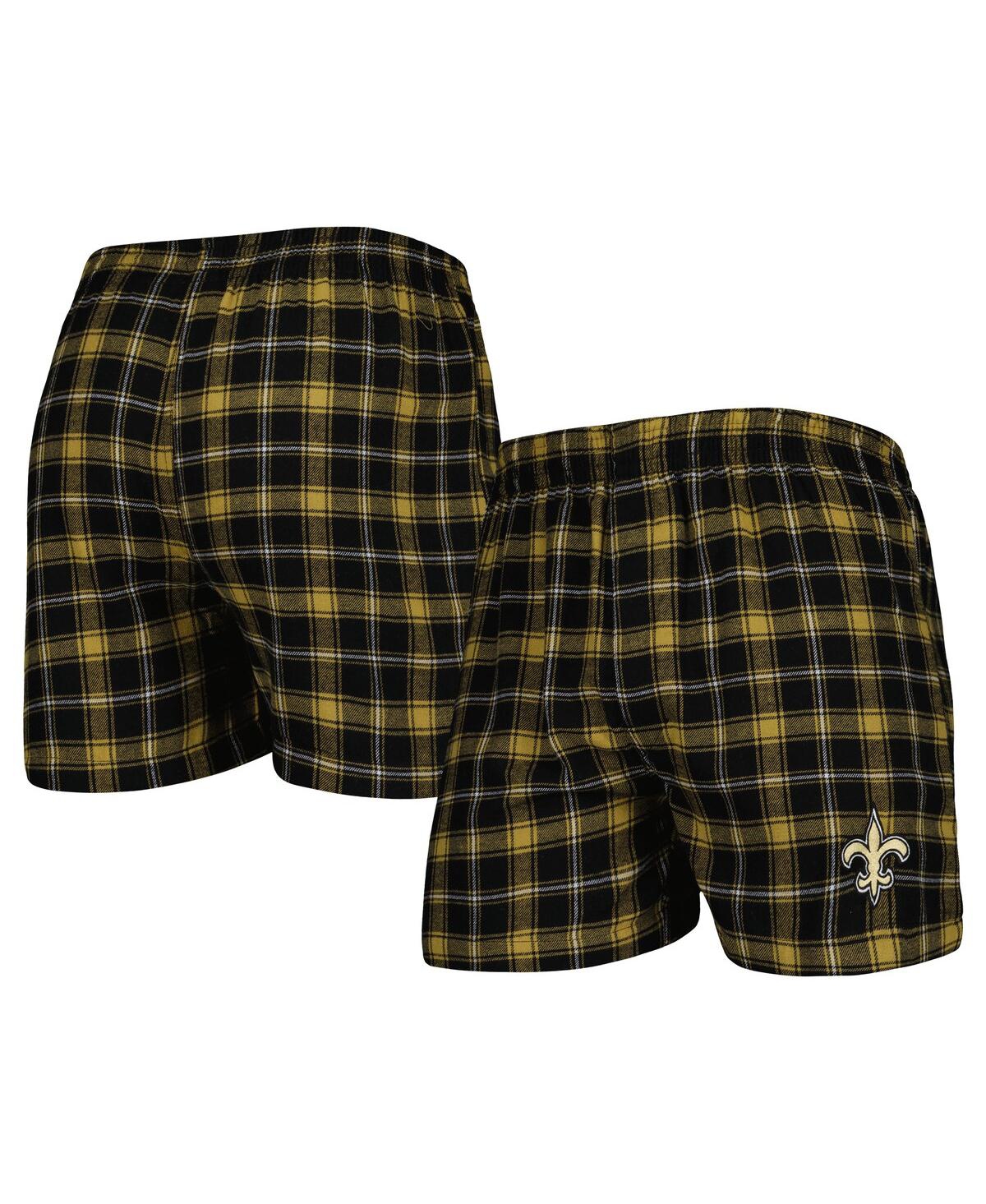 Concepts Sport Men's  Black, Gold Vegas Golden Knights Ledger Flannel Boxers In Black,gold