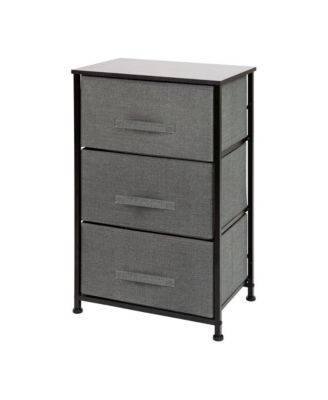 3 Drawer Vertical Storage Dresser With Wood Top & Fabric Pull Drawers