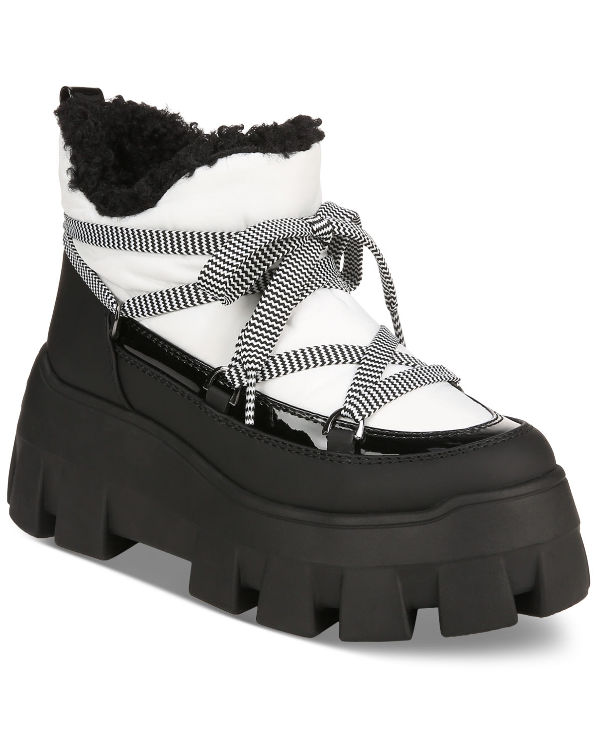 Women's Ali Lace-Up Lug Platform Moon Boots - Bright White/Black