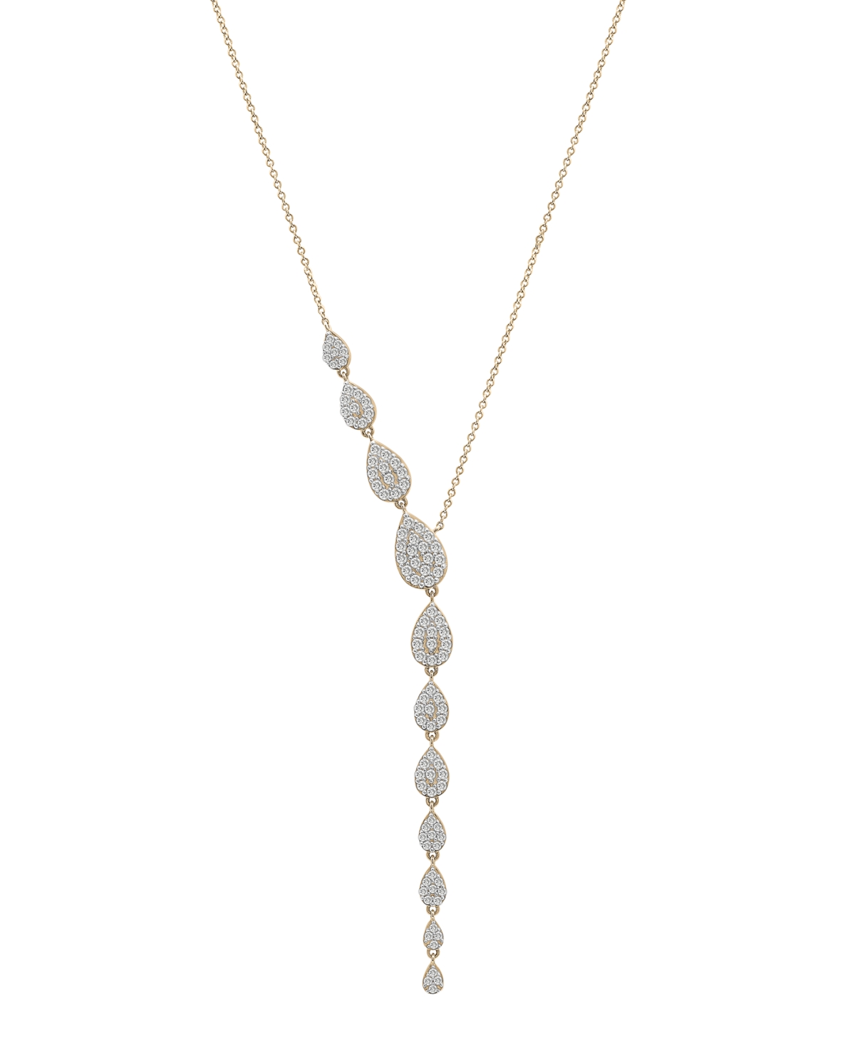 Diamond Asymmetric Lariat Necklace (1 ct. t.w.) in 14k Gold or 14k White Gold, 15" + 2" extender, Created for Macy's - White Gold