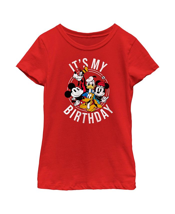 Disney Girl s Mickey Friends It s My Birthday Group Shot Child T
