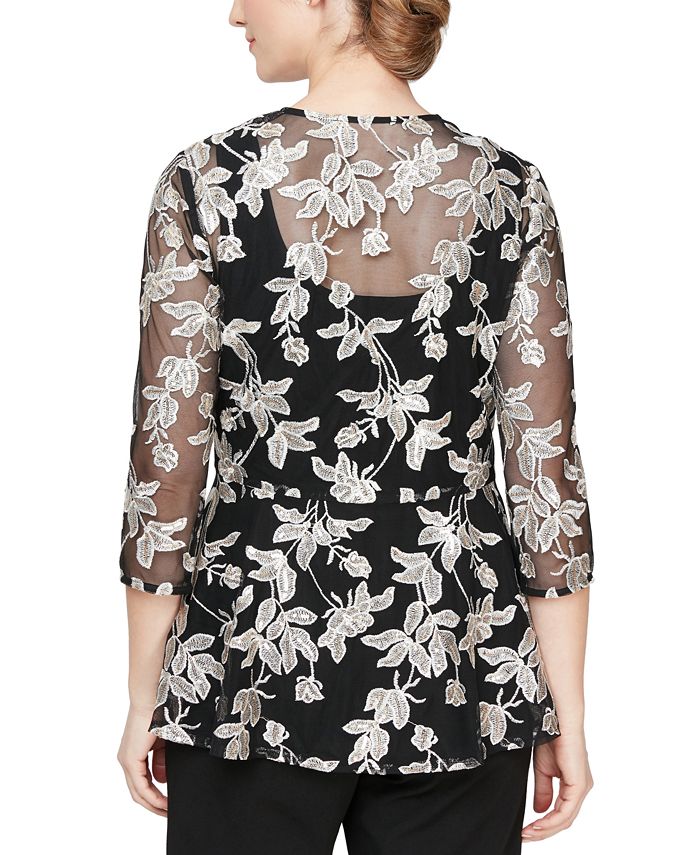 Alex Evenings Women's Embroidered Sequined Jacket & Tank Top Twinset