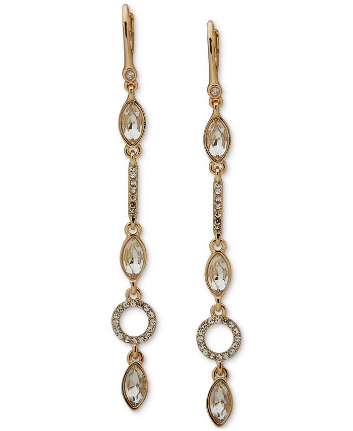 DKNY GoldTone Navette Crystal Linear Drop Earrings Macy's