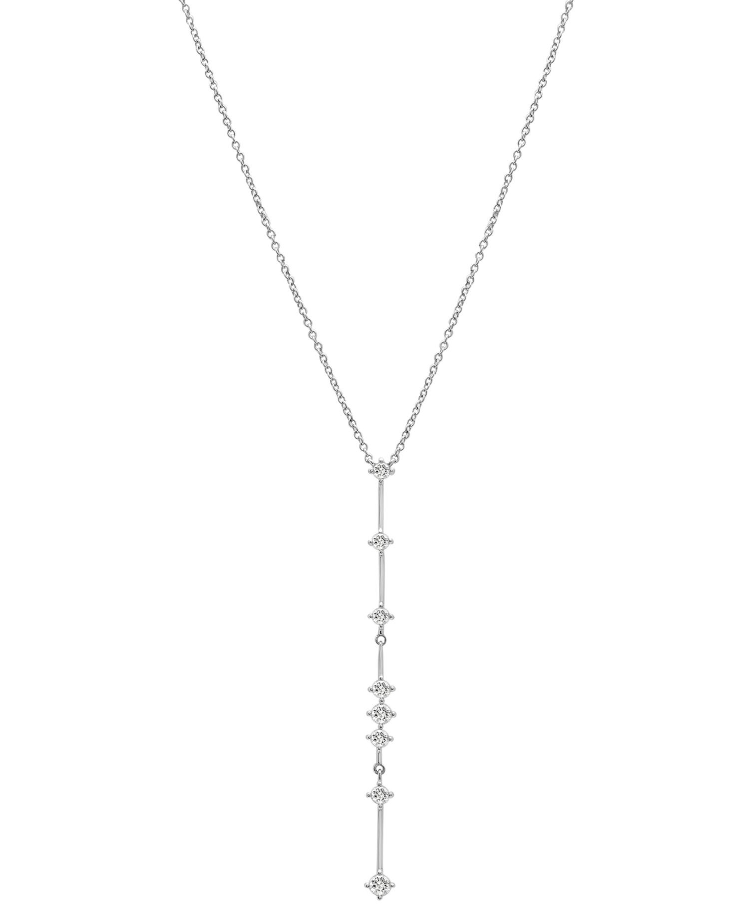 Diamond Vertical Line Lariat Necklace (1/3 ct. t.w.) in 10k White Gold, 17" + 1" extender