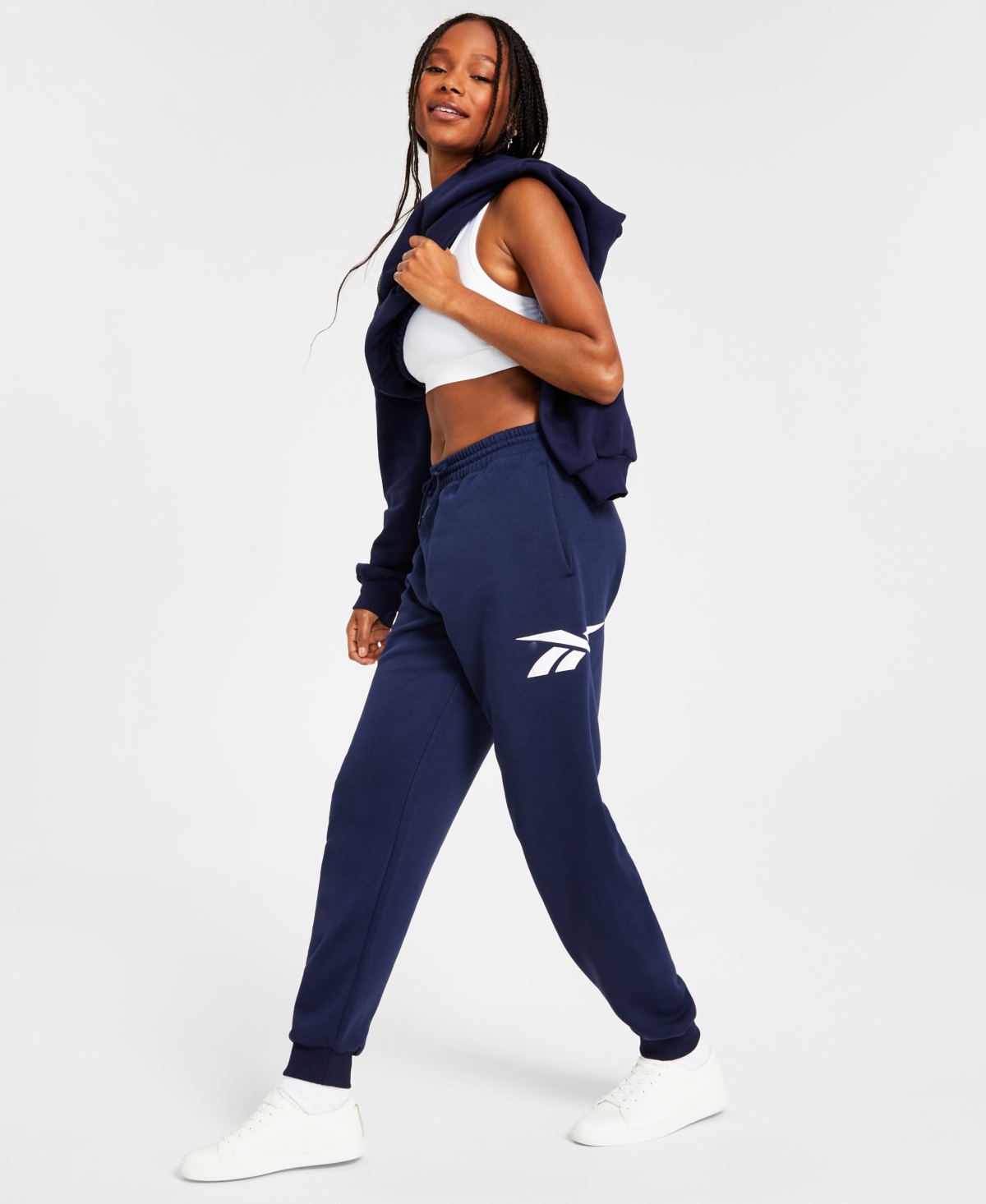 Reebok Women's Fleece Vector Jogger Pants, A Macy's Exclusive In Vector Navy