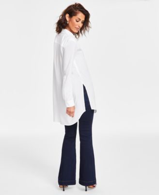 Women's Roll-Tab Button-Down Long Blouse, Created for Macy's