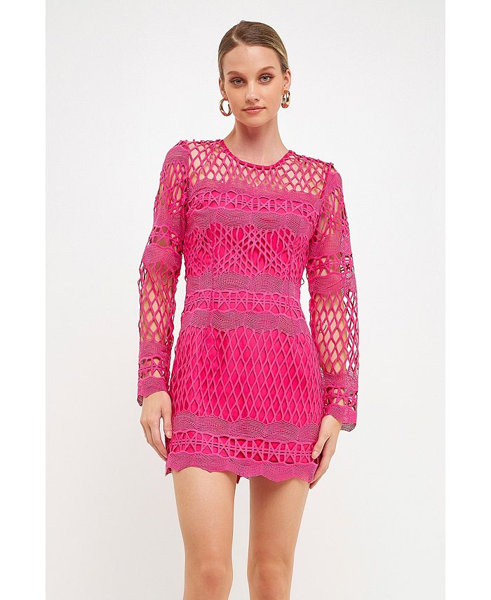 endless rose Women's Long Sleeve Crochet Mini Dress Macy's