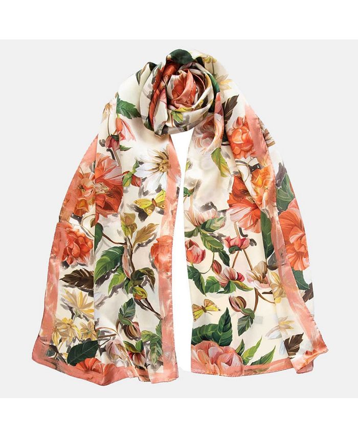 Rosa - Long Satin Silk Scarf - Peach