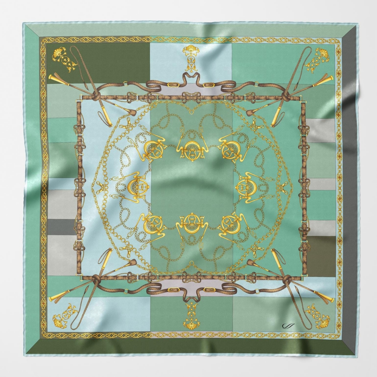Gabriella - Hand Rolled Silk Foulard for Women - Azure