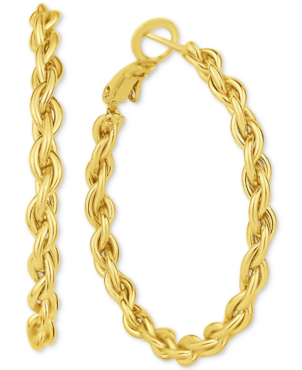 And Now This Braided Link Medium Hoop Earrings, 1.37" In Gold Plated