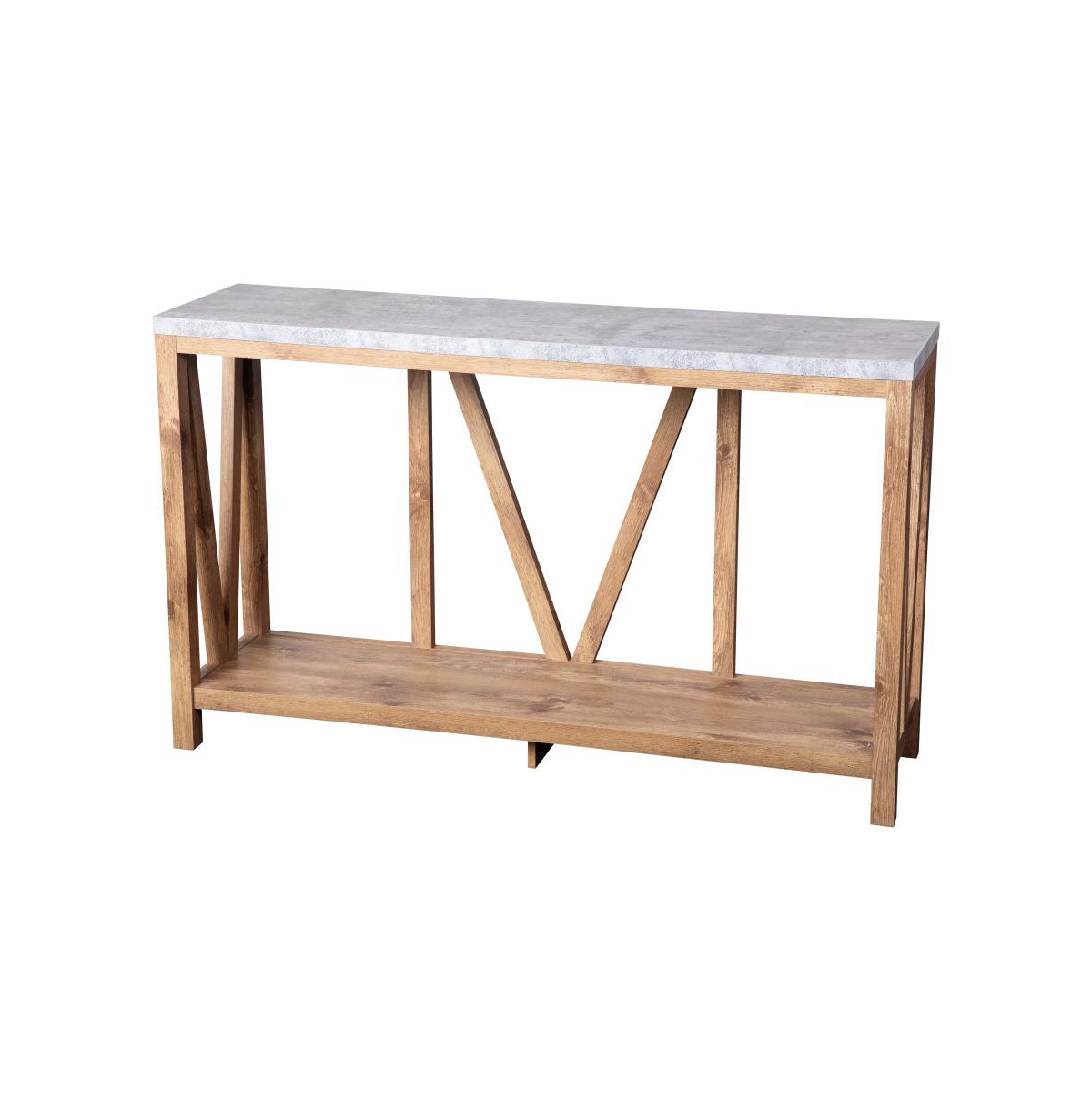 Merrick Lane Erikson Modern Farmhouse Engineered Wood Sofa Table With Wood Bracing And Lower Shelf -concrete