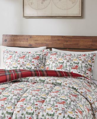 JLA Home Holiday Village 3-Pc. Comforter Set, Created for Macy's