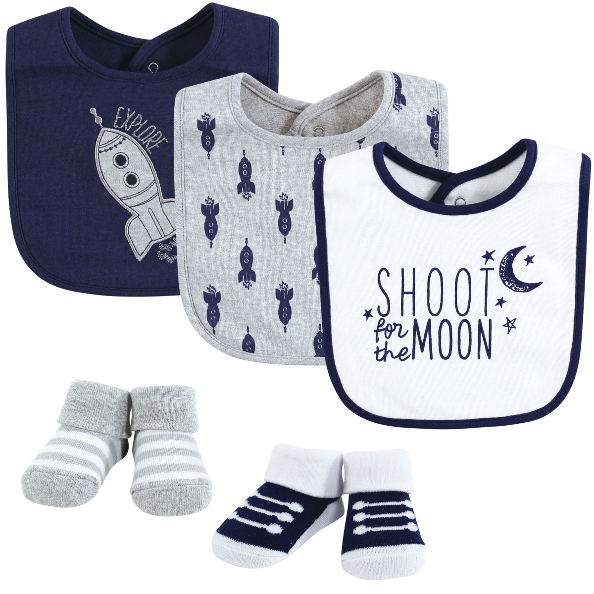 Yoga Sprout Baby Boys Cotton Bib & Sock Bundle