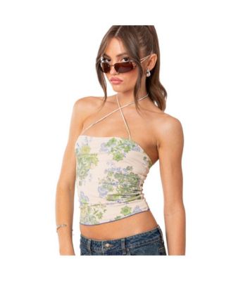 Women's Garden Party Printed Mesh Top