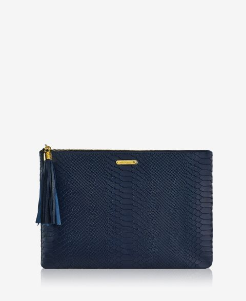 Женский клатч GiGi New York Uber Leather Clutch, цвет: Тёмно-синий