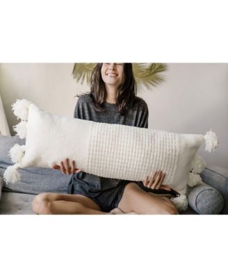Braided Pom Pom Decorative Pillow, 14" x 36"