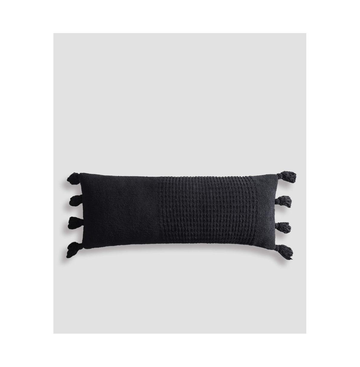 Shop Sunday Citizen Braided Pom Pom Decorative Pillow, 14" X 36" In Black