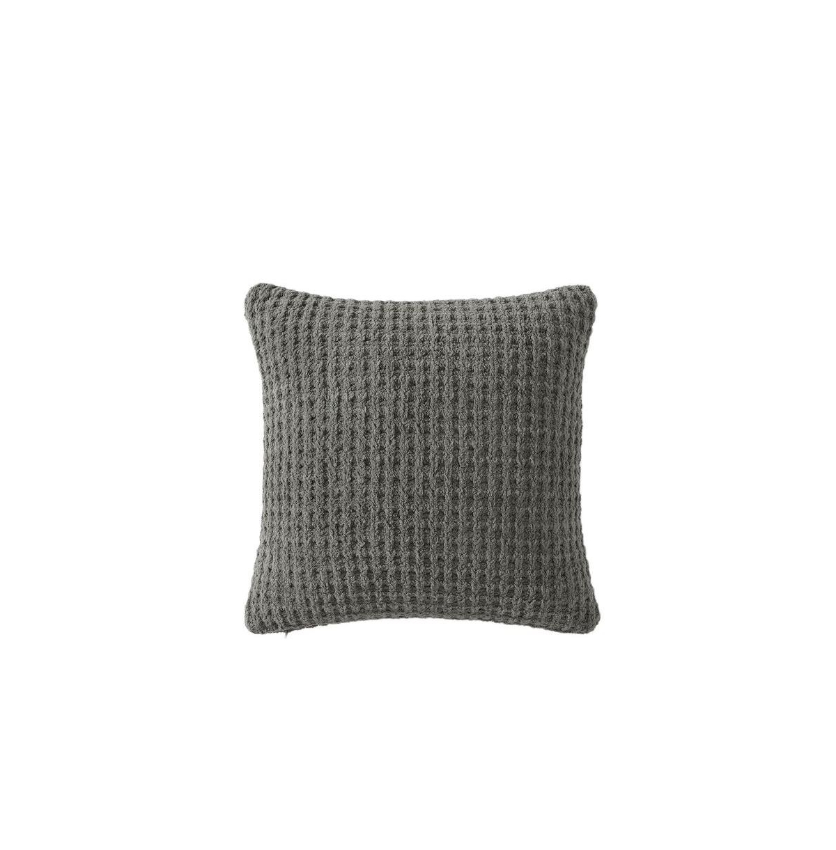 Sunday Citizen Snug Waffle Decorative Pillow, 20" X 20" In Granite