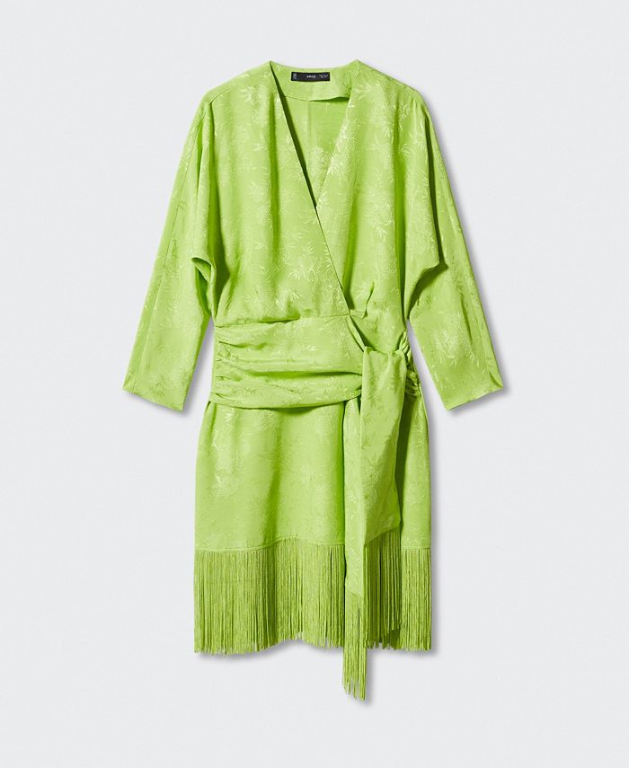 MANGO Women's Fringed Jacquard Dress Macy's
