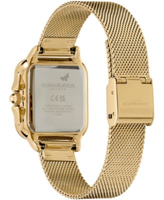 Women's Grosvenor Soft Square Gold-Tone Stainless Steel Mesh Bracelet Watch 28mm