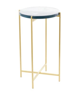 ROSEMARY LANE METAL WITH TEXTURED GLASS TABLETOP X SHAPED ACCENT TABLE COLLECTION