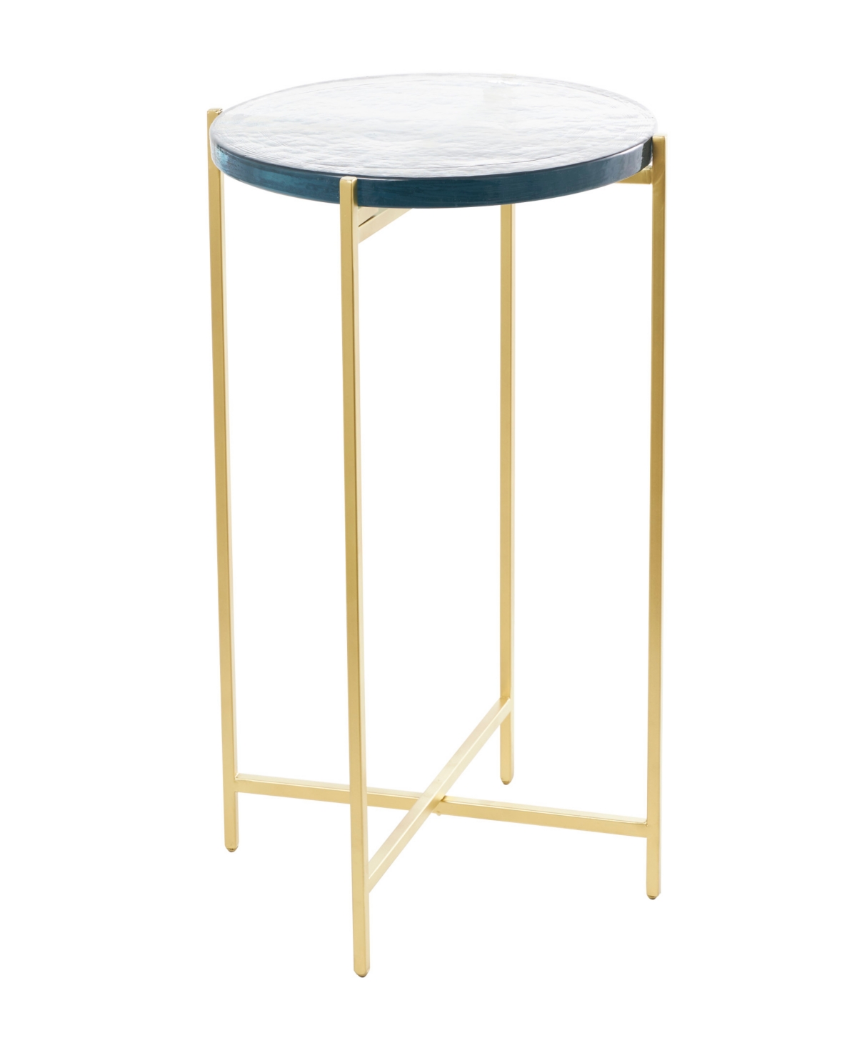Shop Rosemary Lane 24" Metal With Textured Glass Tabletop X-shaped Accent Table In Gold