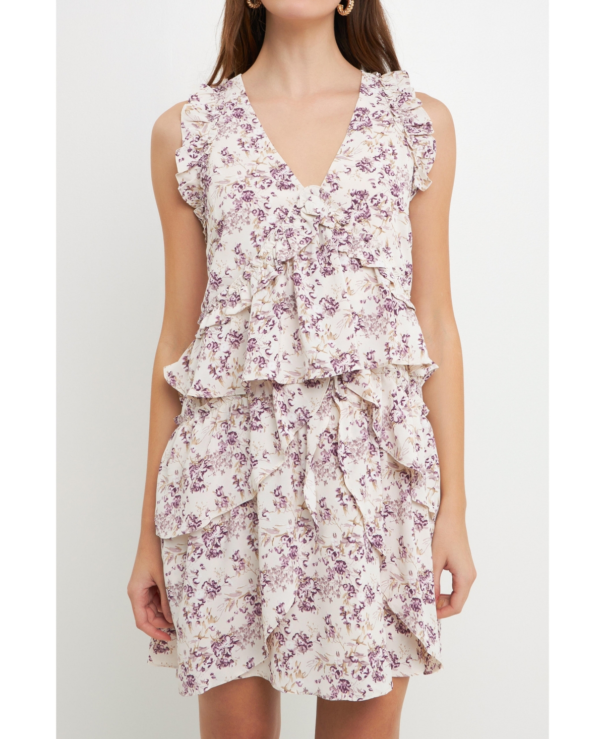 endless rose Women's Multi Ruffled Layered Mini Dress