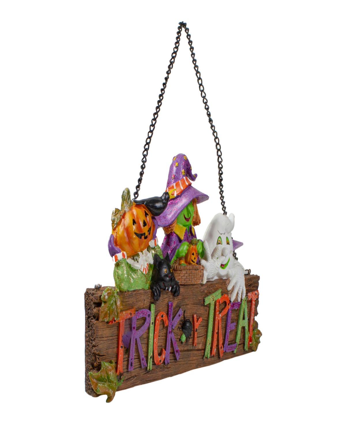 13.5" Trick or Treat Halloween Pumpkin Ghost and Witch Wall Decoration