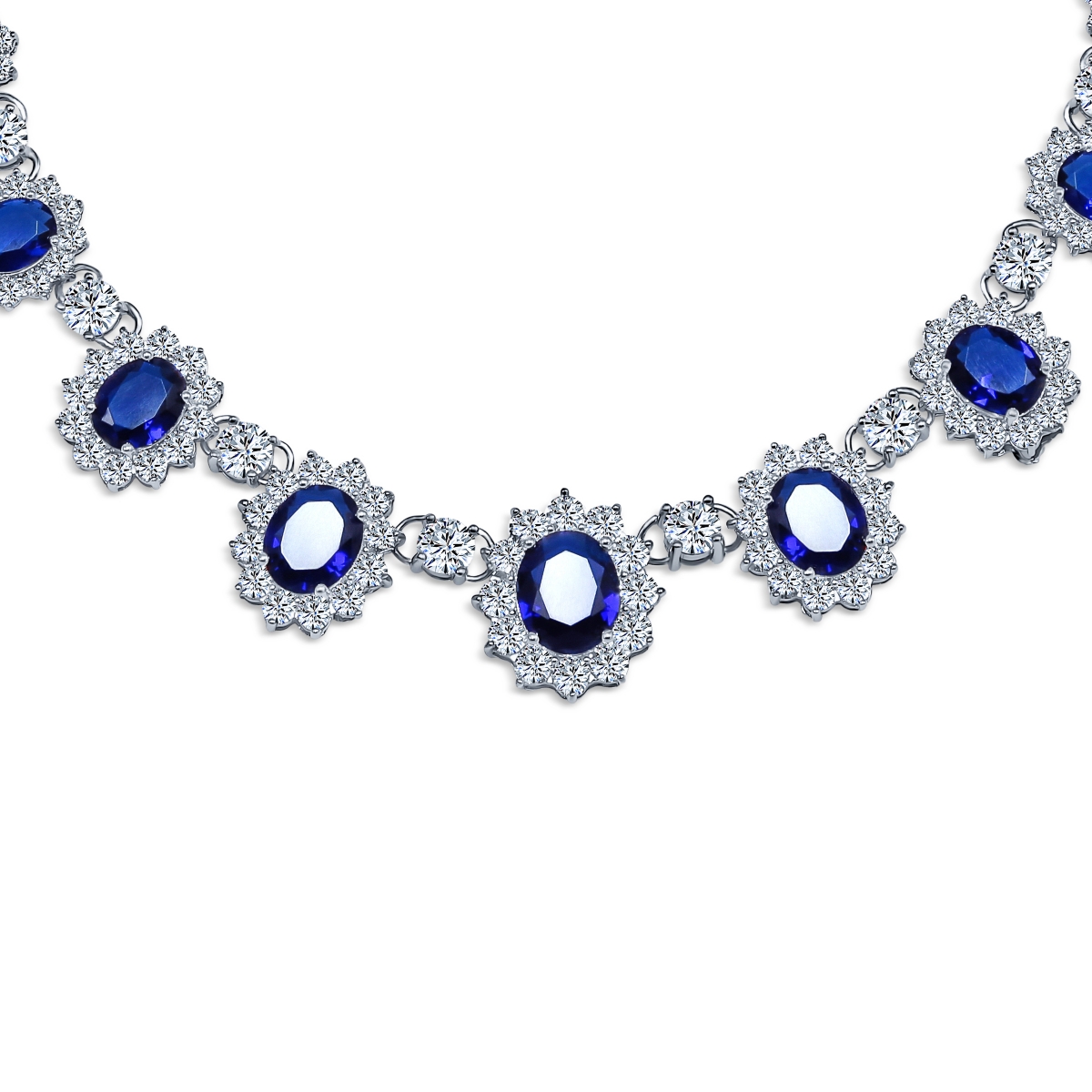 Bling Jewelry Antique Style Fashion Oval Crown Halo Cz Cubic Zirconia Statement Collar Necklace For Women