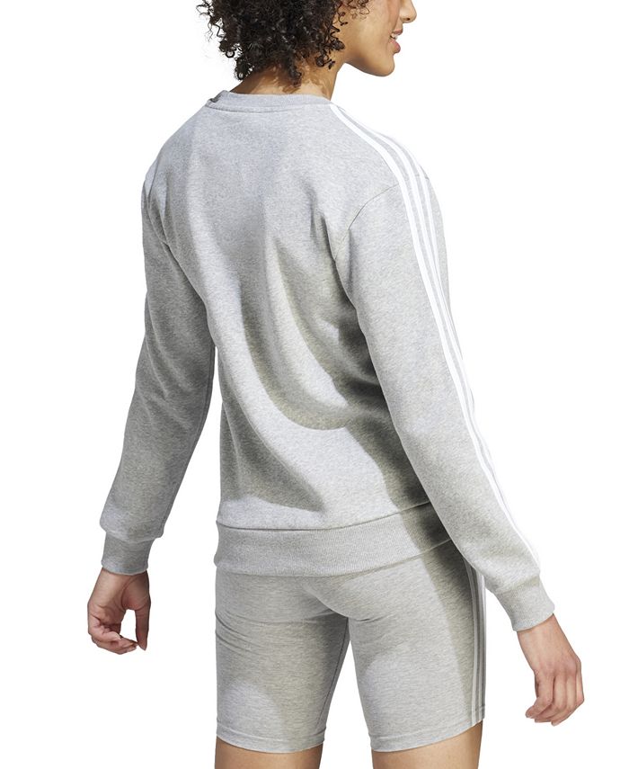 Size ... XL...adidas Women's 3-Stripe Cotton Fleece Crewneck Sweatshirt - Gray - XL