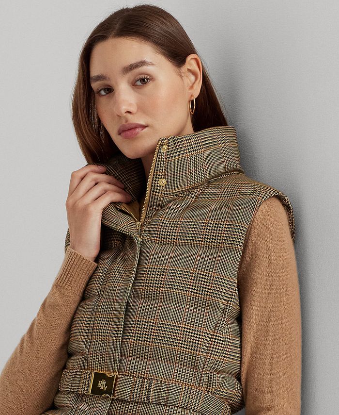 Lauren Ralph Lauren Women's Glen Plaid Quilted Tweed Down Vest Macy's