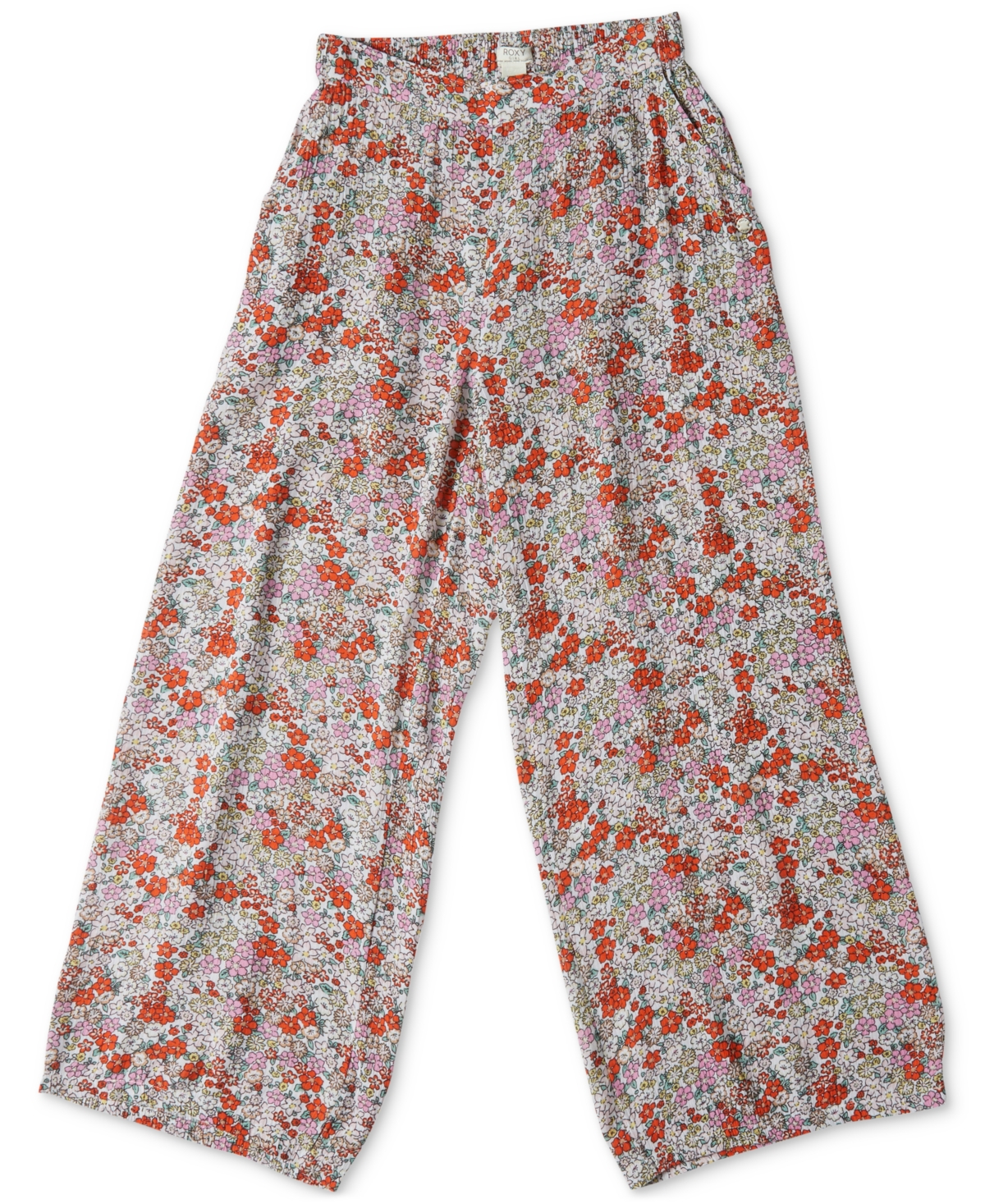 Roxy Big Girls You Found Me Wide-leg Floral-print Palazzo Pants In Tiger Lily Autumn Ditsy
