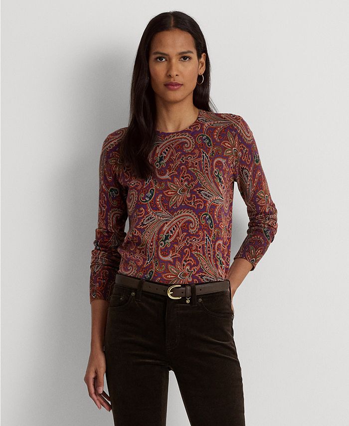Lauren Ralph Lauren Petite Paisley Sweater - Macy's