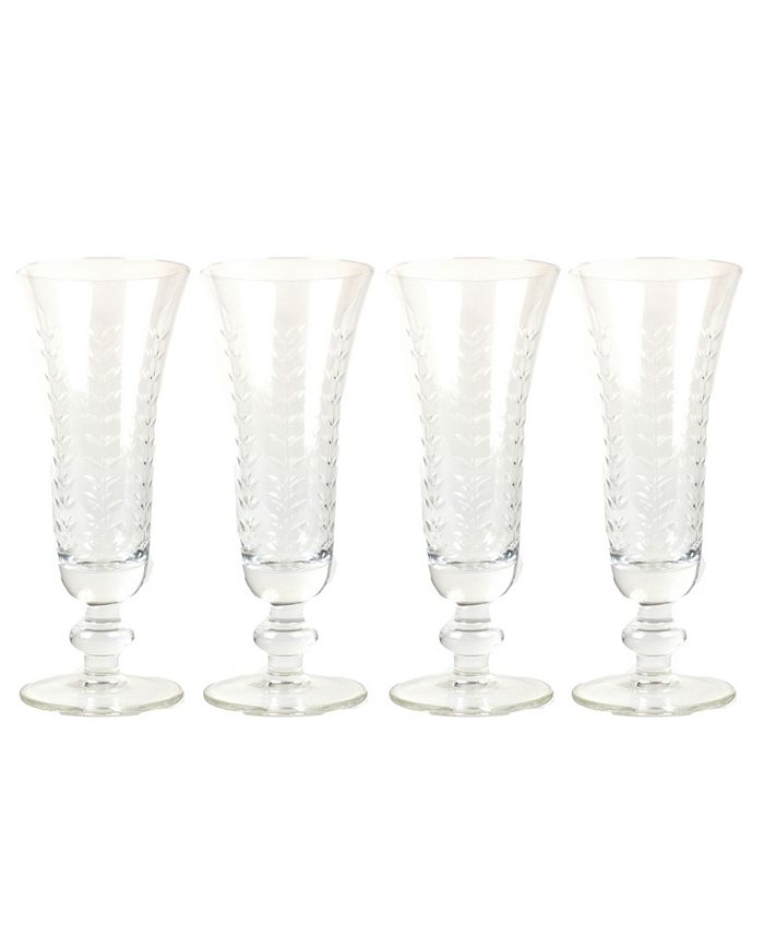 Godinger Dublin Crystal Champagne Flutes - Set of 4, 6 ounce