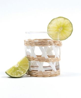 Glass Rattan Old Fashion, 4 Piece Set