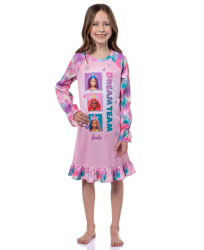 Barbie Girls' Dream Team Characters Unicorn Kids Sleep Pajama Nightgown ...