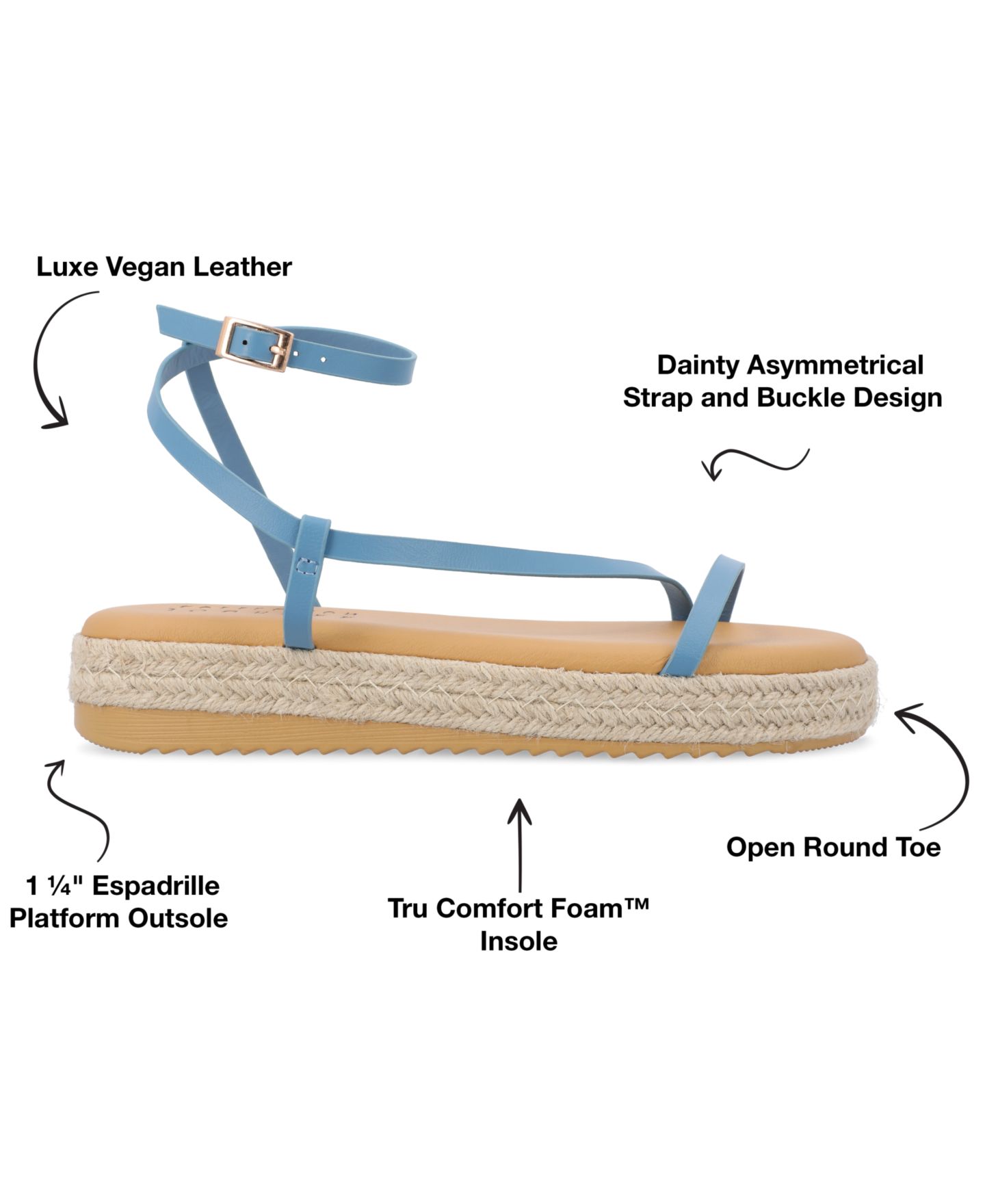 Женские сандалии Journee Collection Odelia Espadrille Platform, цвет: Синий — фото 7