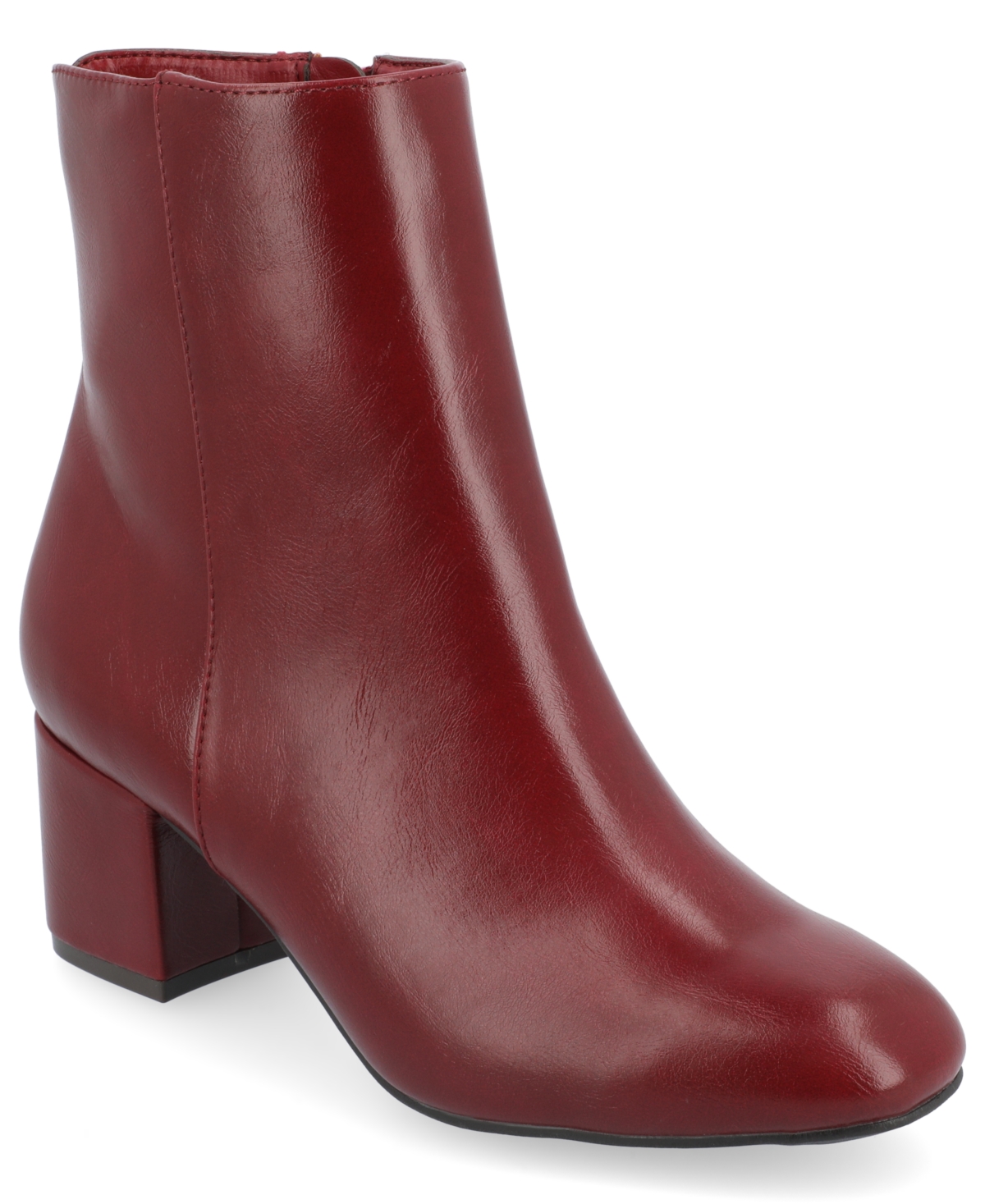 Journee Collection Women's Adria Tru Comfort Foam Faux Leather Round Toe Booties In Red