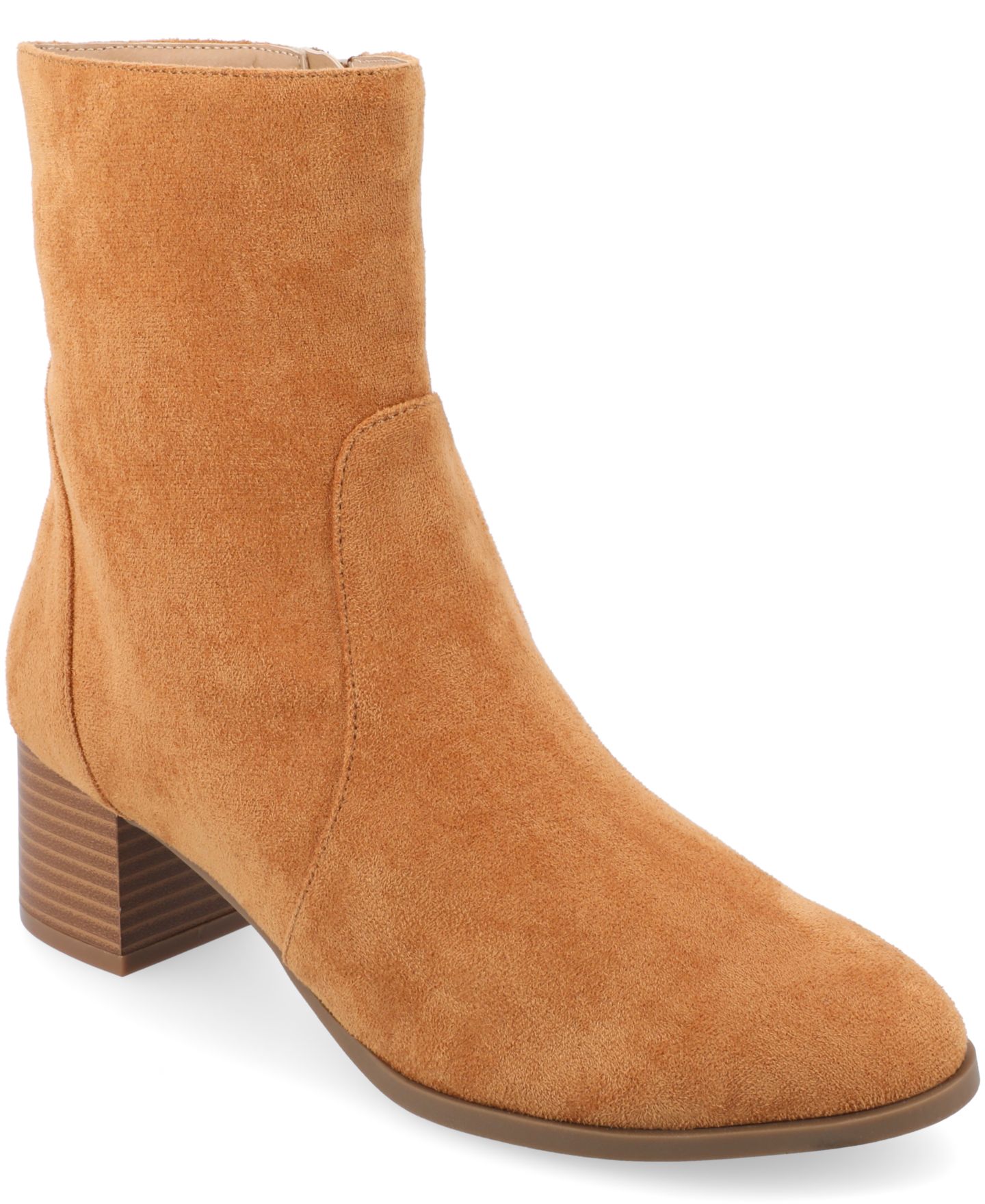 Женские ботинки Journee Collection Hayven Block Heel Almond Toe Booties, цвет: Коньячный — фото 1