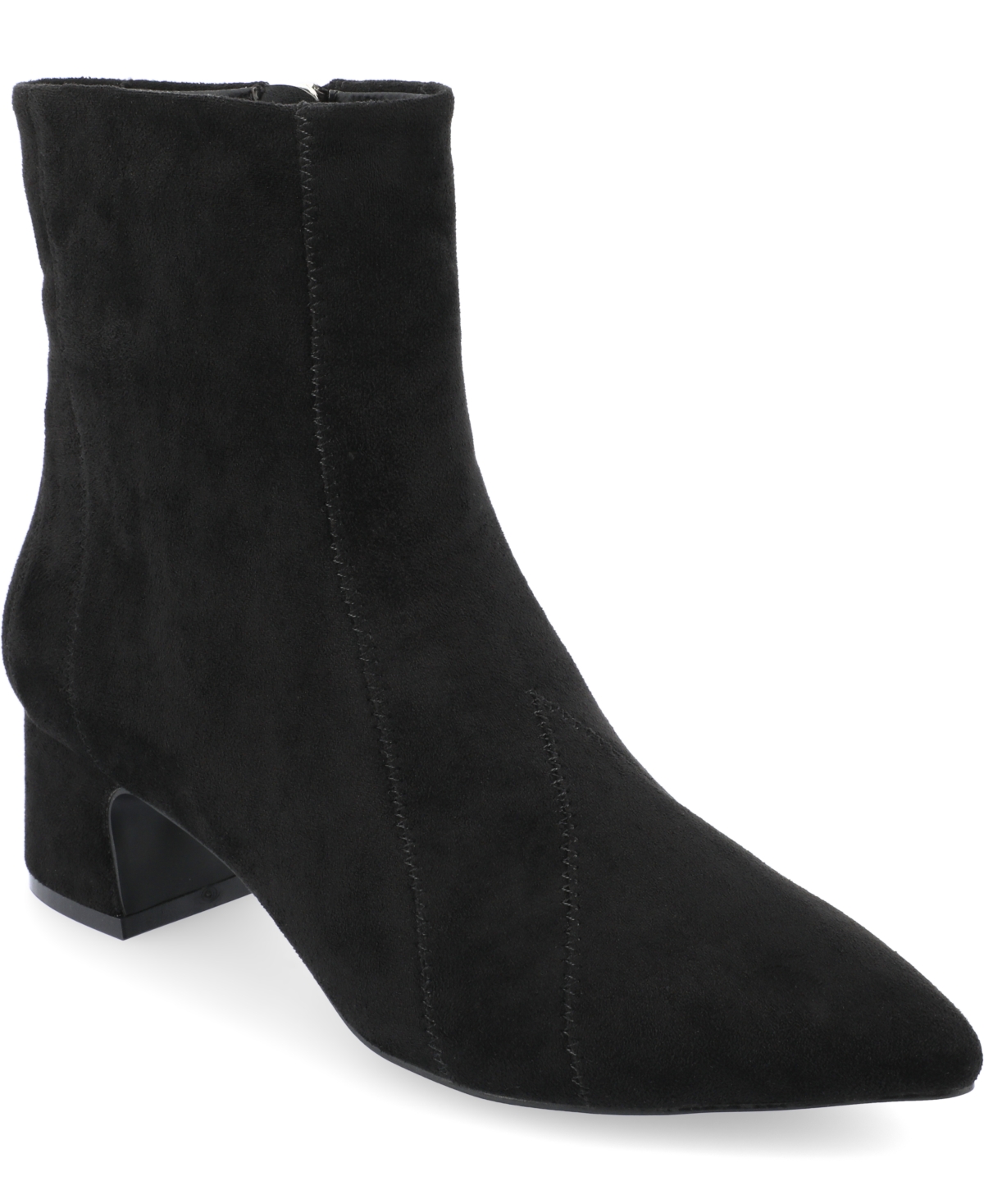 Journee Collection Women's Lusinda Tru Comfort Foam Two Tone Block Heel Pointed Toe Booties In Black
